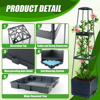 Outdoor Elevated Garden Planter Box with Drainage Tray for Balcony and Patio