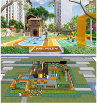 Outdoor Playground Wooden Treehouse SketchUp Model for Kids' Activity Area with Climbing and Slide