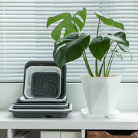 Plastic Plant Pot Saucer with Water Reservoir, Breathable Square Base Tray, PP Water Catching Tray, Mobile Flower Pot Base