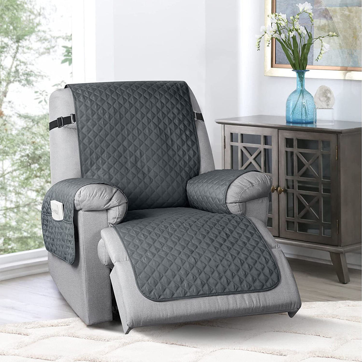 Waterproof Anti-Slip Pet Sofa Cover for Recliner, Premium Scratch-Resistant Couch Protector, Solid Color Furniture Slipcover