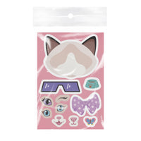 8 Sheets Cartoon Cat Make a Face Stickers for DIY Scrapbooking Phone Case Decor