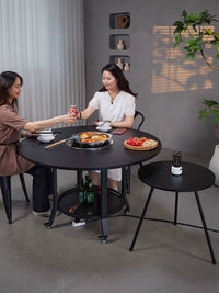 Outdoor Patio BBQ Table Garden Leisure Charcoal Grill Electric Hot Pot Dining Table Villa Home Barbecue Stove Tea Heater