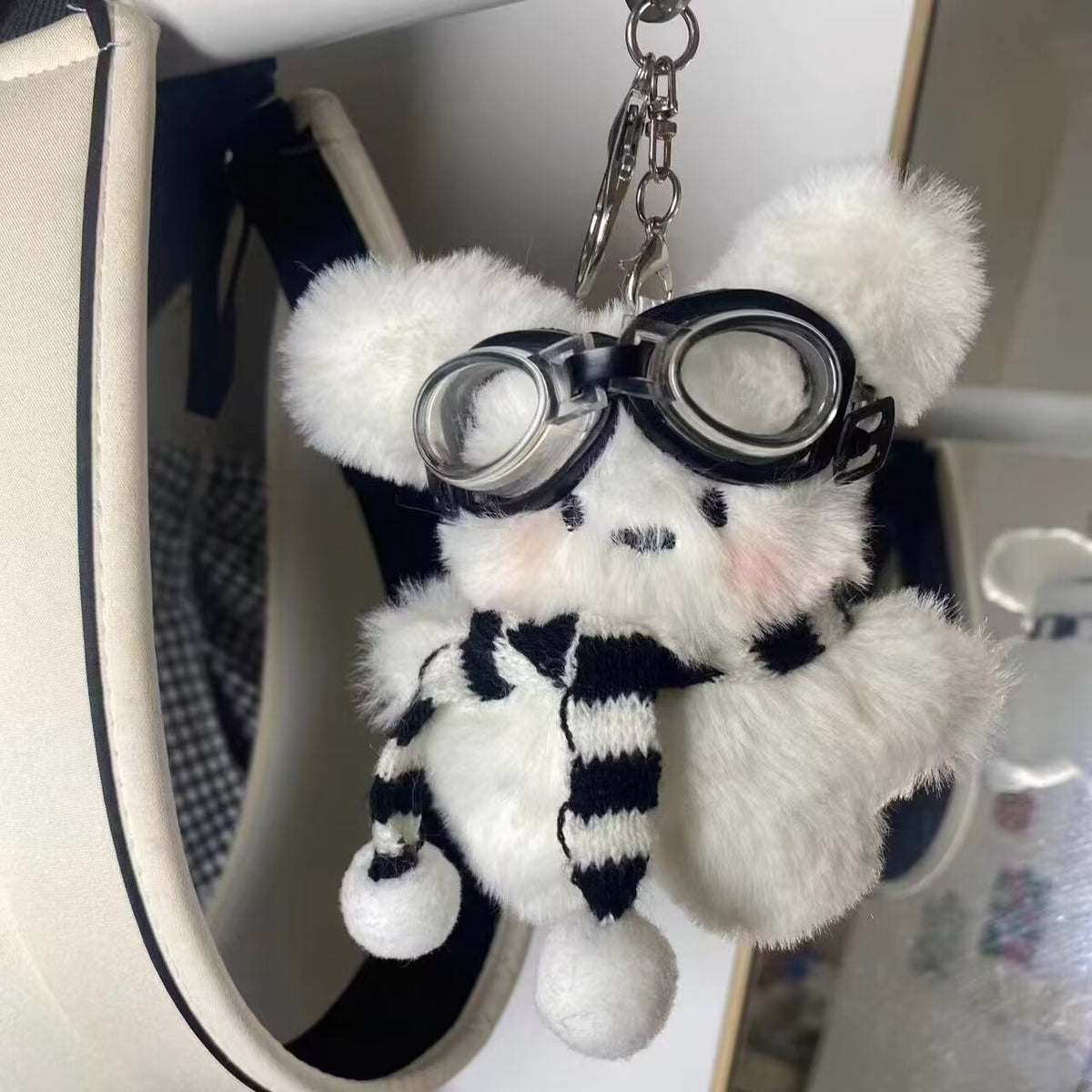 Cartoon Pilot Long-Haired Rabbit Plush Doll Bag Pendant Keychain