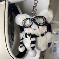 Cartoon Pilot Long-Haired Rabbit Plush Doll Bag Pendant Keychain