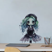Xinuo PH-QT907 Halloween Gothic Girl Watercolor Wall Decal Self-Adhesive Removable for Bedroom