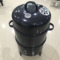 Wholesale Household Charcoal Grill Enamel Roasting Pan Three-in-One Multifunctional Smoker BBQ Grill