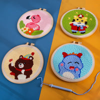 Punch Needle Embroidery Kit with Thick Yarn, DIY Craft Material Pack for Beginners, Oil Painting Style