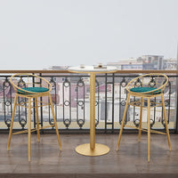 Nordic Gold Bar Table and Stool Set, Minimalist Solid Wood Bar Furniture for Cafes and Pubs