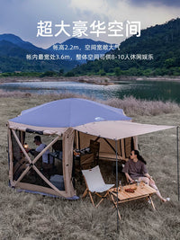 Autumn Field Hexagonal Automatic Pop-Up Camping Tent for 5 People, UV Protection, Rainproof, Mosquito Net