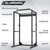 Multi-functional Power Rack Squat Stand with Barbell Holder for Home Gym Weight Training