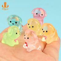 Cute Puppy Animal Luminous Resin Figurines for Micro Landscape & DIY Decor