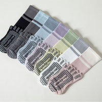 Color Block Striped Toe Yoga Socks Non-Slip Pilates Dance Home Fitness Grip Socks