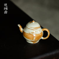 Handmade Japanese Wabi-Sabi Ceramic Teapot with Filter for Home Use
