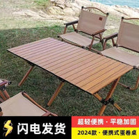 Portable Outdoor Camping Folding Table and Chair Set with Roll-Up Table for Picnic BBQ