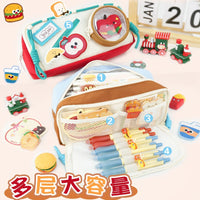 Large Capacity Cute Ita Bag Pencil Case Contrast Color for Girls High School Students Stationery Pouch DIY Badge Display