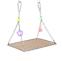 Stainless Steel Bird Perch Platform with Swing and Hammock, Chew-Proof Cage Accessory for Parrots and Small Birds