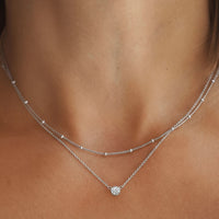 Elegant Double-Layer Stainless Steel Necklace with Single Diamond Pendant for Women