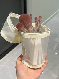 Cangzhou Dried Rose Makeup Brush Set with Storage Bag - Complete Eye Shadow, Eyeliner, and Face Brush Kit for Beginners