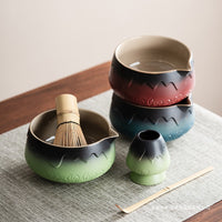 Handmade Coarse Pottery Matcha Bowl with Gradient Glaze