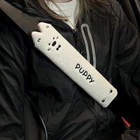 Car Seat Belt Shoulder Pad Cover, All-Season Linen Cartoon Dog Design, Non-Slip Sweat-Absorbing Protector