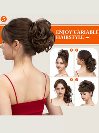 Curly Hair Bun Extension with Bendable Metal Wire Comb for Women