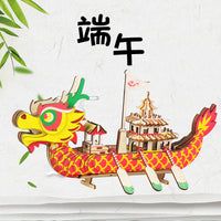 DIY Dragon Boat 3D Puzzle Model for Dragon Boat Festival Craft Activity