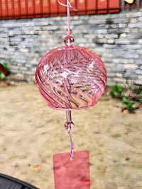 Colorful Striped Rotating Glass Wind Chime Outdoor Decor
