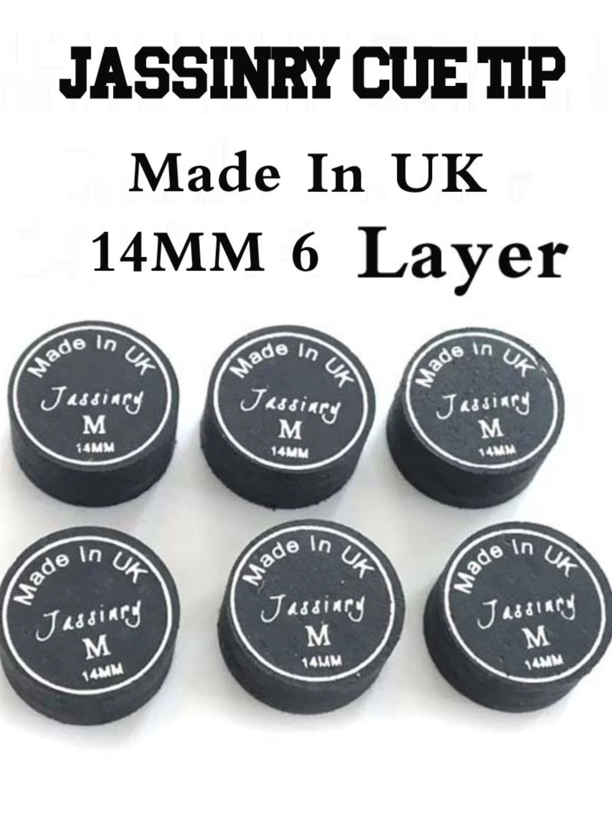 Jassinry 6-Layer Pressed Leather Billiard Cue Tip for Pool and Snooker