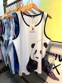 Men's American Style Quick-Dry Mesh Tank Top with Panda Print for Gym and Sports