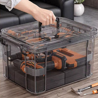 Multi-functional Transparent Portable Tool Storage Box for Home Hardware and Parts