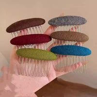 Vintage Wool Felt Hair Comb Clip for Women, Anti-slip Hairpin for Bangs and Side Hair Styling
