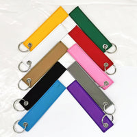 Minimalist Solid Color Double-Sided Embroidered Keychain High-Density Polyester Keyring