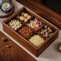 Luxury Wooden Divided Snack and Dried Fruit Serving Tray with Lid