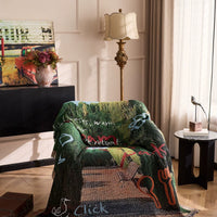 Vintage-Style Cotton Throw Blanket with Fringe for Sofa, Bed, Camping and Decor