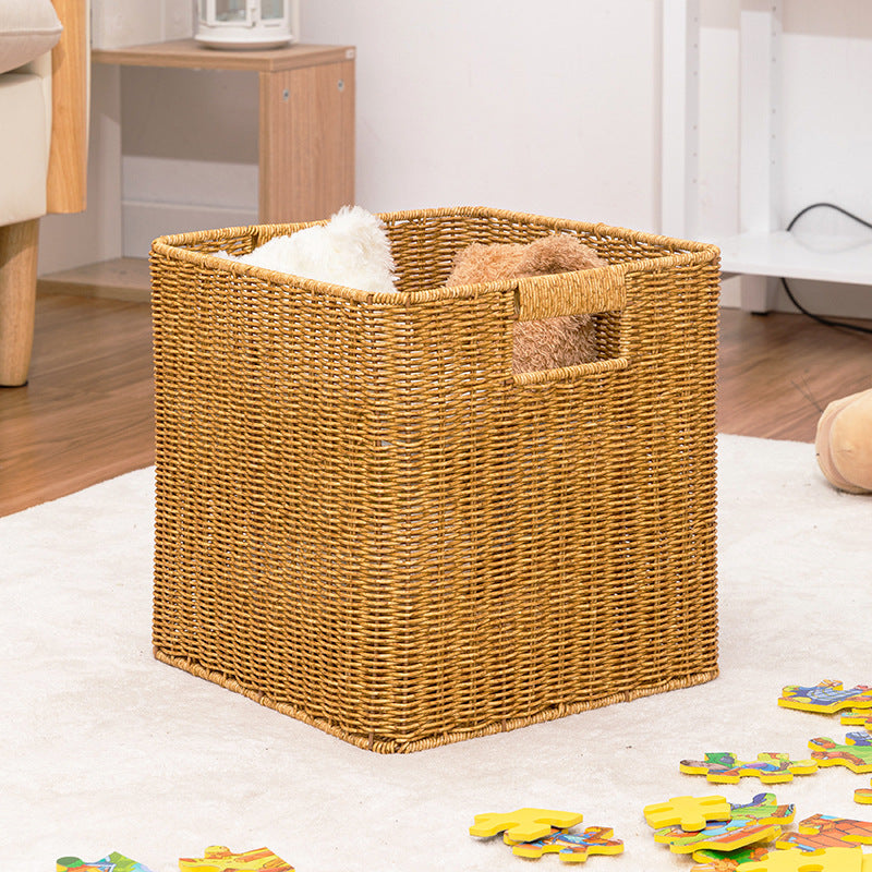 Woven Rattan Style Storage Basket for Living Room, Coffee Table, Cabinet, Drawer, Snacks, Toys