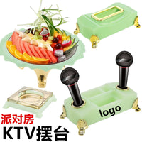 Acrylic Fruit Plate Set with Microphone Stand for KTV Bar Party Room Table Decor