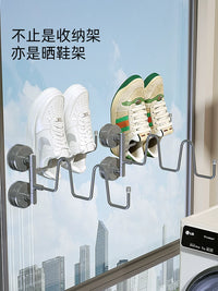 Suction Cup Slipper Rack Wall Mounted Foldable Shoe Drying Holder for Bathroom Balcony
