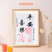 Hollow Photo Frame with Handprint and Footprint Display for Baby's First Birthday, Full Moon, and Hundred Days Celebration