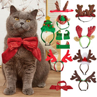 Christmas Pet Antler Headband with Bells and Bows for Dogs and Cats