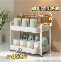 2-Tier Countertop Cup Drying Rack with Drain Tray for Kitchen and Living Room