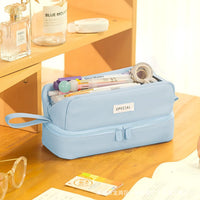 Large Capacity Double-Layer Pencil Case for Girls, Multi-functional Stationery Organizer