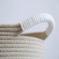 Handwoven Cotton Rope Pet Toy Storage Basket with "WOOF" Design
