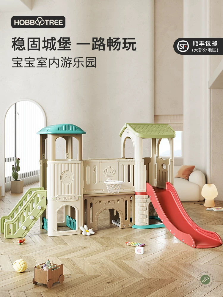 Kids Indoor Outdoor Slide and Swing Set with Play Area