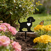 Metal Dog Silhouette Garden Stake Outdoor Yard Art Decoration