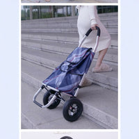 Foldable Portable Shopping Cart with Aluminum Alloy Rod and Off-Road Wheels