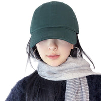 Women's Soft Top Baseball Cap Summer Sun Protection Breathable Cotton Adjustable Solid Color Duckbill Hat