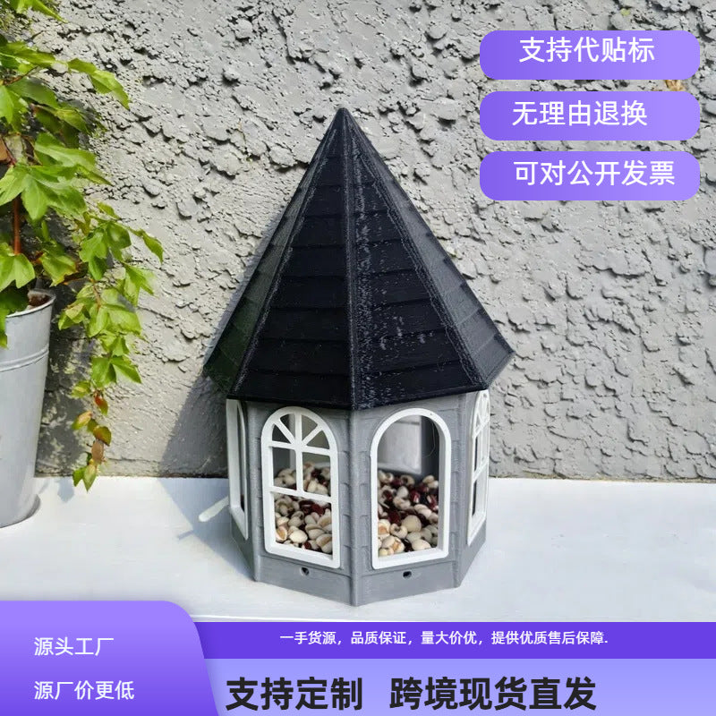 Outdoor Castle Bird Feeder Wall Mounted Metal Wild Bird Feeder for Garden Decoration