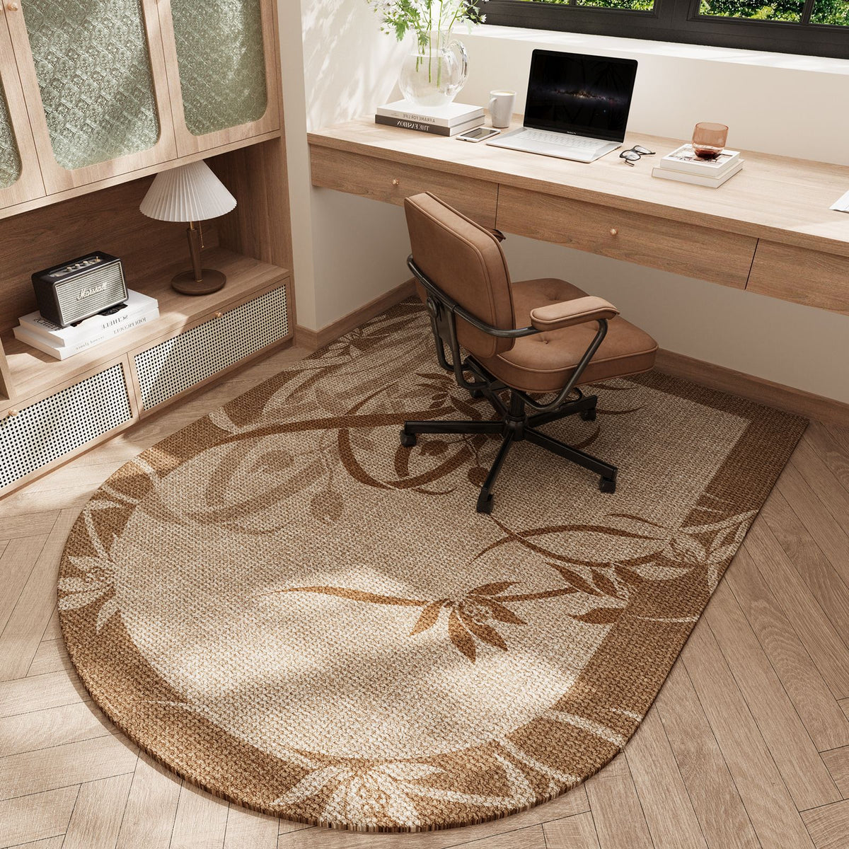 Arch-Shaped Office Chair Mat Living Room Carpet Non-Slip Wear-Resistant Floor Protector for Computer Chair Bedroom