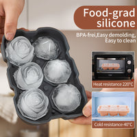Silicone 6-Cavity Diamond Ice Cube Tray with Lid for Whiskey and Cocktails