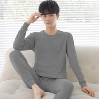 Men's Thermal Underwear Set Thin Fleece Lined De Velvet Base Layer